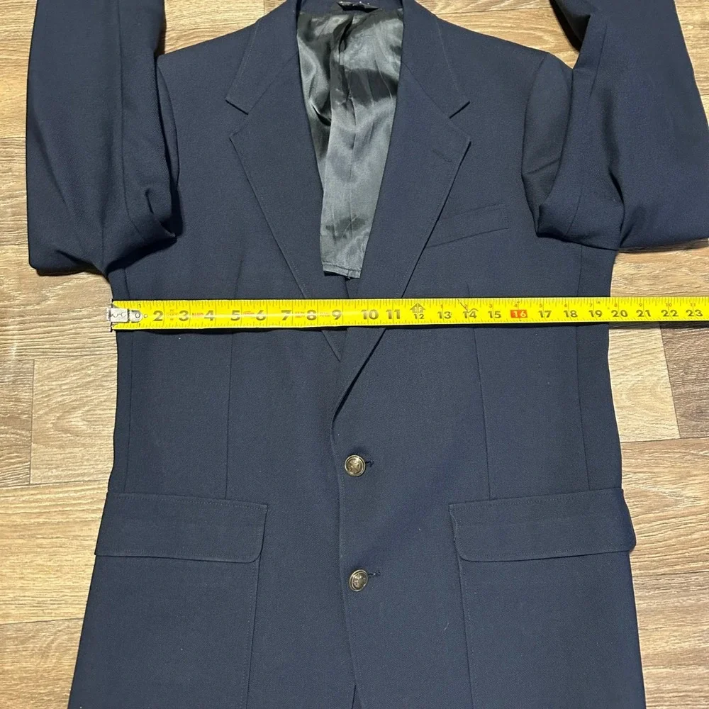 Botany 500 Blazer Mens 42 Navy Blue Parisian Vintage Gold Button Sport Coat USA